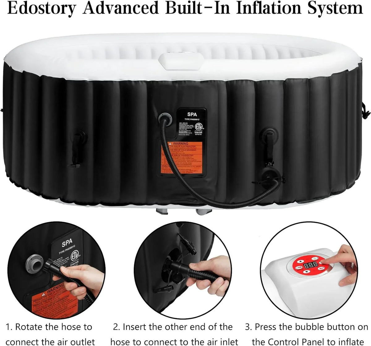 Edostory Hot Tub Inflatable Portable Oval Spa 2 Person Hot Tub with 90 Bubble Jets - image 2