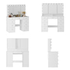 Makeup Vanity w/Tri-Fold Mirror Certified Lighting Glass Top Dresser - image 14