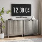 Freestanding Wash Grey Fluted Sideboard Cabinet with Adjustable Shelf - Stylish Wood Storage Solution - image 3