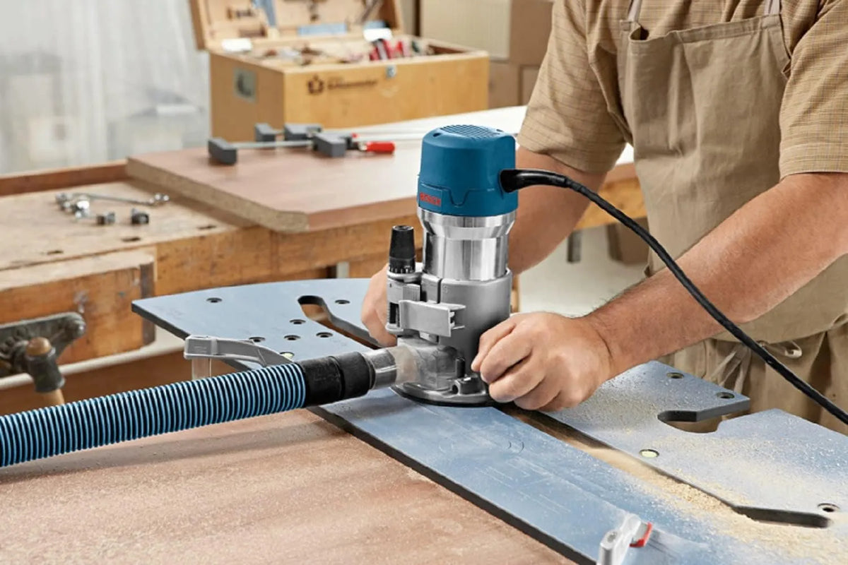 BOSCH 1617EVSPK Wood 12 Amp Router Tool Combo Kit - 2.25 Horsepower Plunge Router & Fixed Base with a Variable Speed - image 15