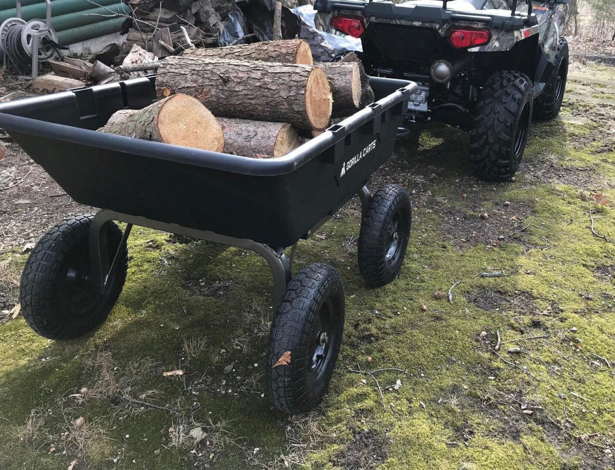 Heavy Duty Poly Utility Dump Wagon Garden Cart w/Pneumatic Tires, 6 Cu Ft - 1200 lb Capacity Outdoor Wheelbarrow for Yard, Landscaping & Gardening, Lawn Tractor or ATV Towable-Gorilla Carts - image 42
