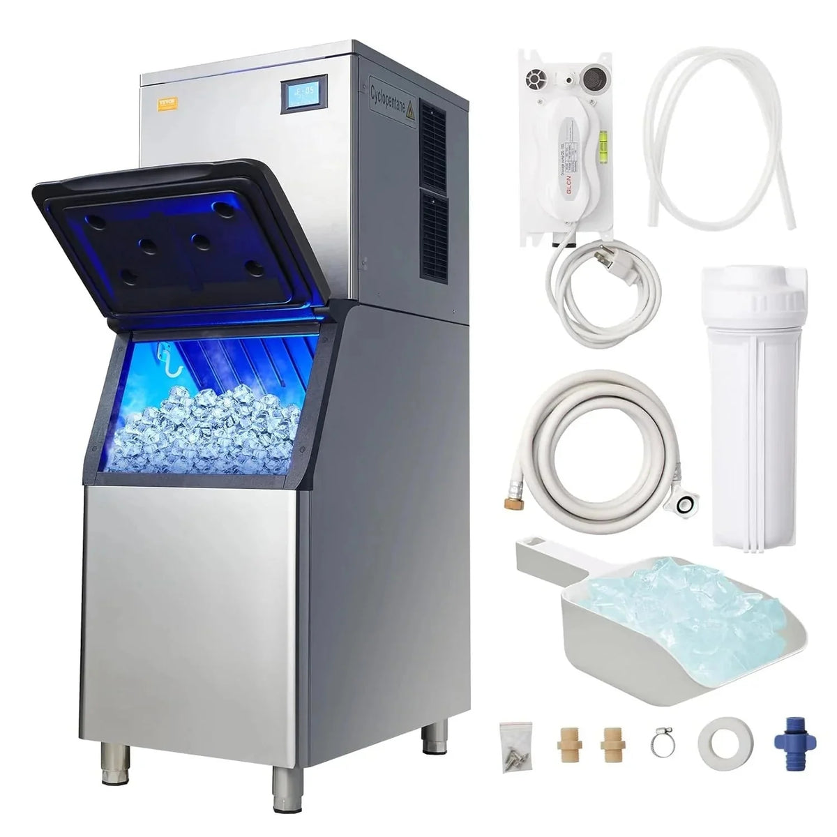 VEVOR Commercial Ice Maker, 360LBS/24H Ice Making Machine with 330.7LBS Large Storage Bin - image 1
