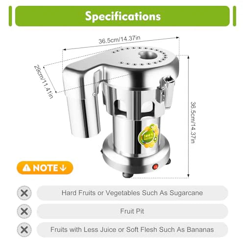 Commercial Juice Extractor, 370W 110V Electric Stainless Steel Juicer for Fruit Vegetable Heavy Duty Centrifugal Juicer Machine Juice & Residue Separated Low Noise: Home & Kitchen - image 9