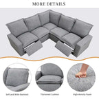 Linen Upholstered Power Recliner L-Shaped Sectional Sofa with USB Port - Soft Home Theater Seating for Living Room - image 16