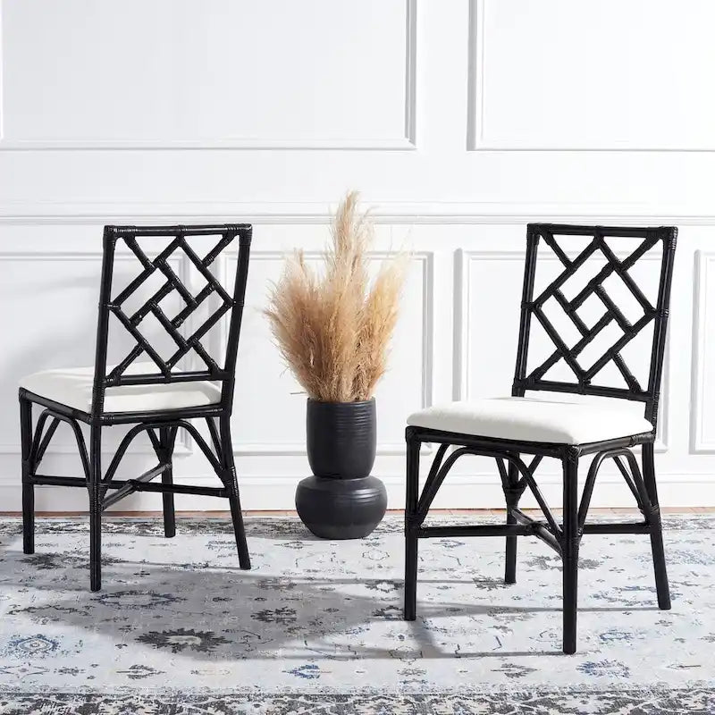 Set of 2 SAFAVIEH Maye Rattan Accent Chairs with Cushions - Dimensions: 18.5" W x 20.9" L x 35.8" H - image 3