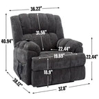 Grey Oversized Chenille Power Lift Recliner with Massage, Heating, and Flat Lay Feature - image 13