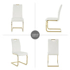 4-Piece Modern Faux Leather Dining Chair Set with Gold Metal Legs and Padded Seats - image 8
