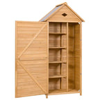 63" Wood Outdoor Storage Shed Lockable Garden Tools Storage Cabinet with 5 Shelves, Galvanized Sheet Roof - image 9