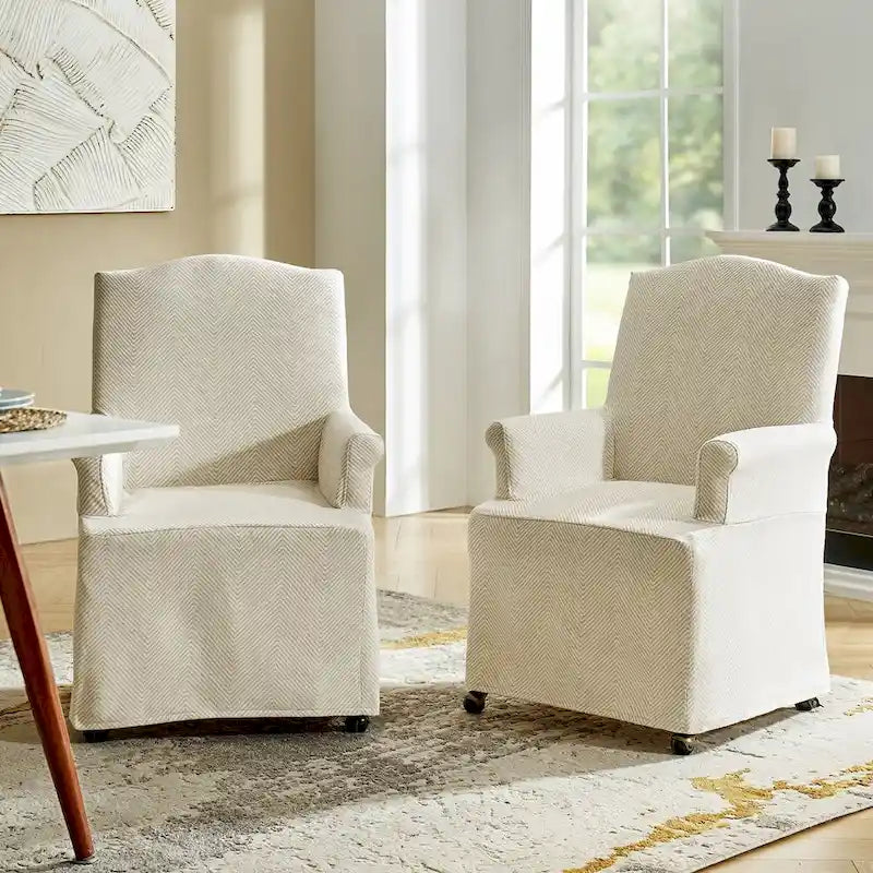 Set of 2 Alethea Upholstered Dining Chairs with Slipcovers and Solid Wood Legs by HULALA HOME - image 5
