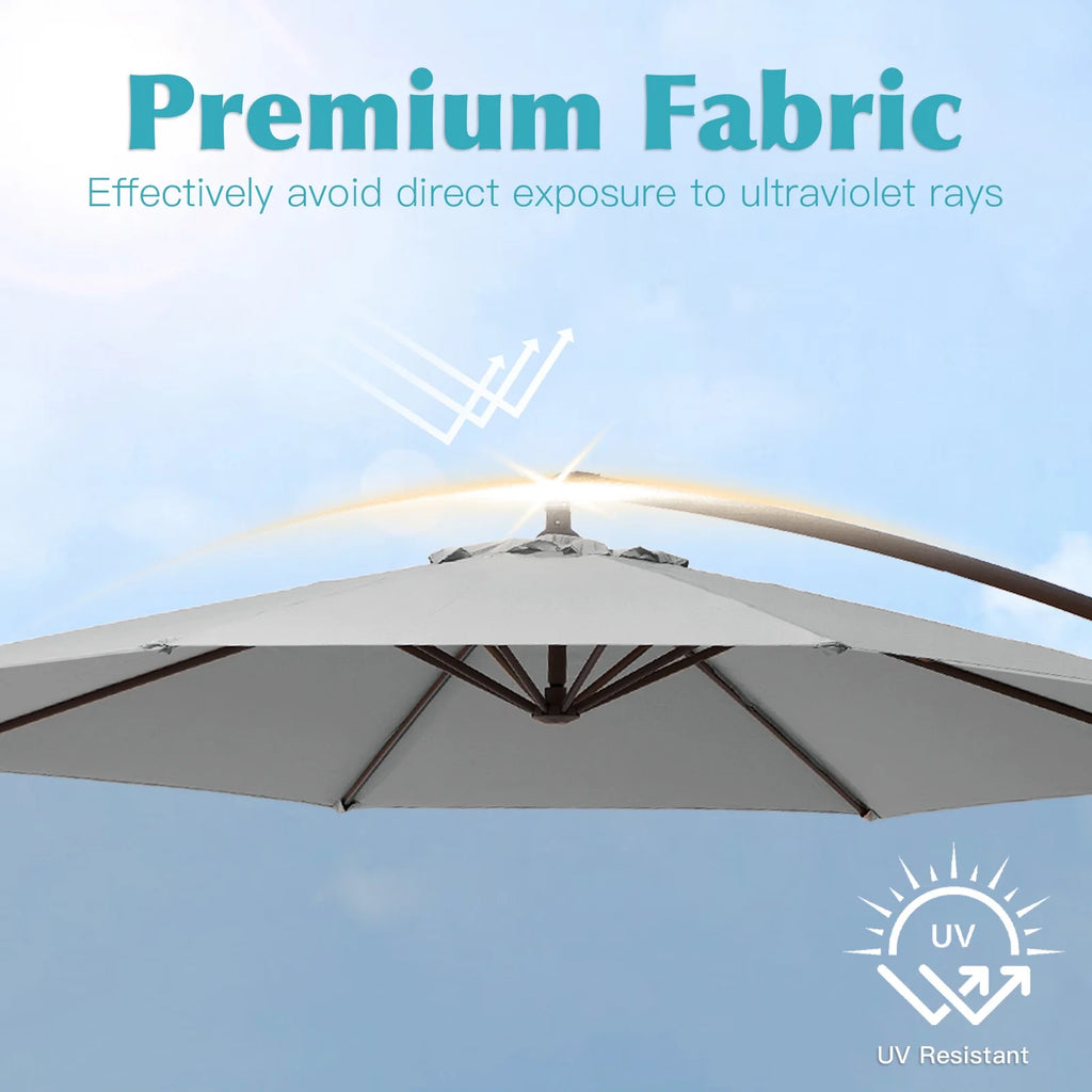 JUSTLET 10ft Heavy Duty Patio Hanging Offset Cantilever Patio Umbrella W/ 4-Piece Base Included Included, Beige - image 55