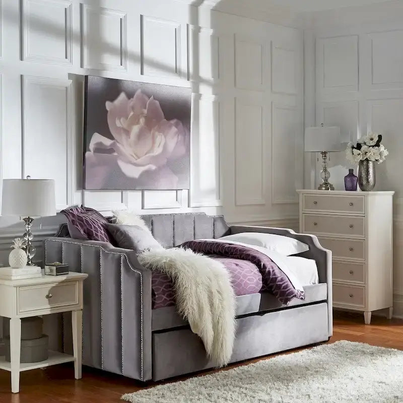 iNSPIRE Q Modern Chareau Glam Grey Velvet Daybed - image 2
