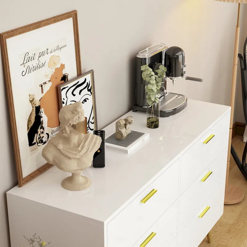 Elegant 6-Drawer Double Dresser with Gold Accents for Stylish Bedroom Storage - image 7