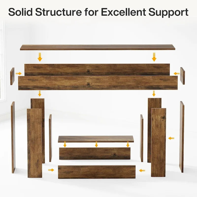 63-Inch Brown and Gray Slim Wooden Console Table for Entryway - image 10