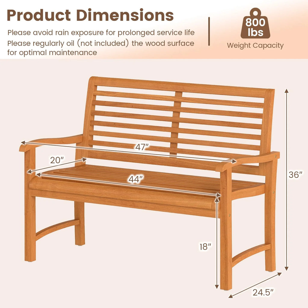 Tangkula Patio Garden Park Bench with Slatted Backrest & Seat - image 3