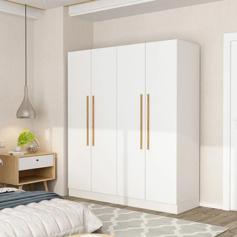 Modern Freestanding Solid Wood Wardrobe Closet With Storage Shelves - image 4