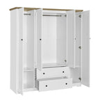 Freestanding 4-Door Wardrobe Armoire with 2 Drawers and Hanging Rods for Clothes Storage - image 10