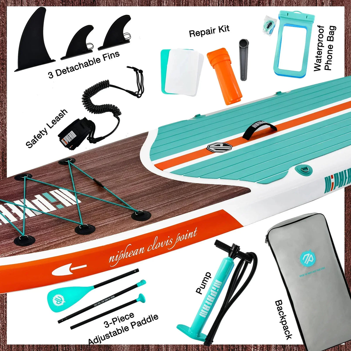 Niphean Inflatable Stand Up Paddle Board with SUP Accessories - image 10