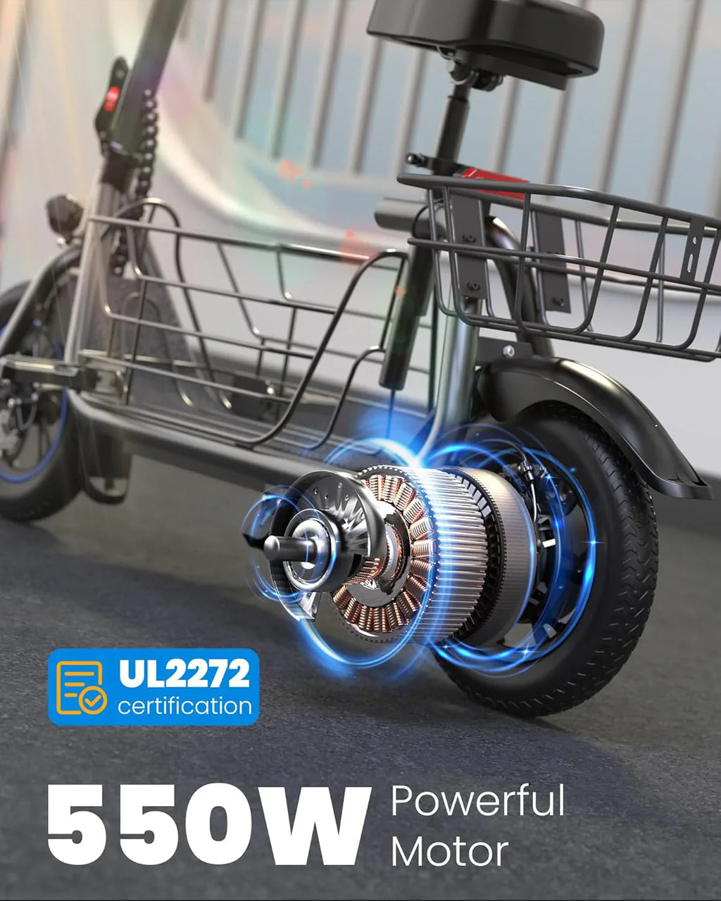 Adults Electric Scooter with Large Middle Basket - image 6