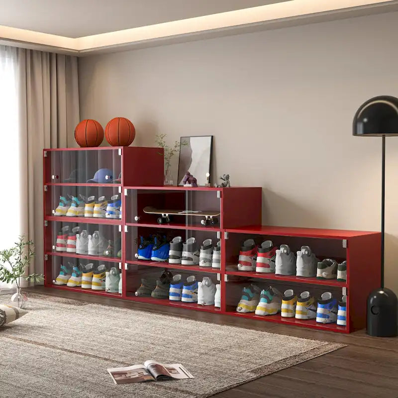 LED-Illuminated Glass Door Shoe Storage Cabinet for Sneakers - image 6