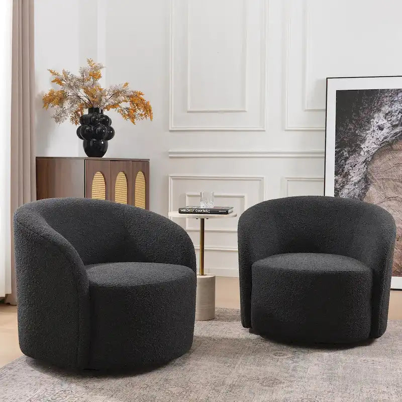 Set of 2 KINWELL 34-Inch Wide Upholstered Swivel Barrel Chairs - image 32