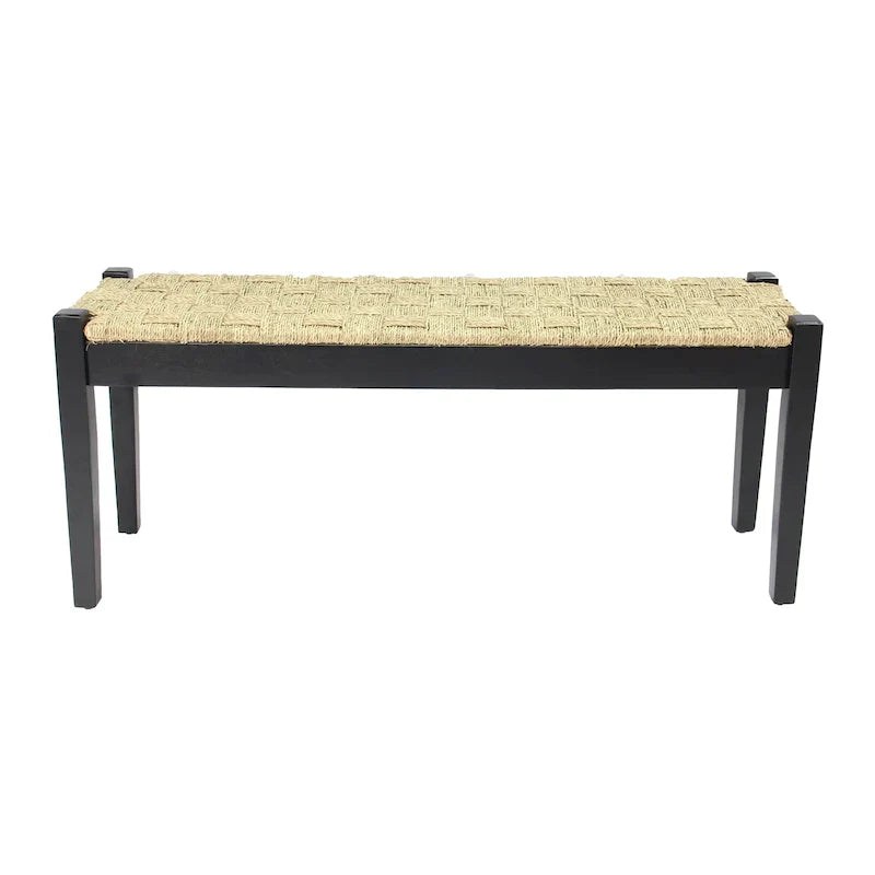 M4H Shambles Solid Wood Indoor Bench with Natural Seagrass - image 2