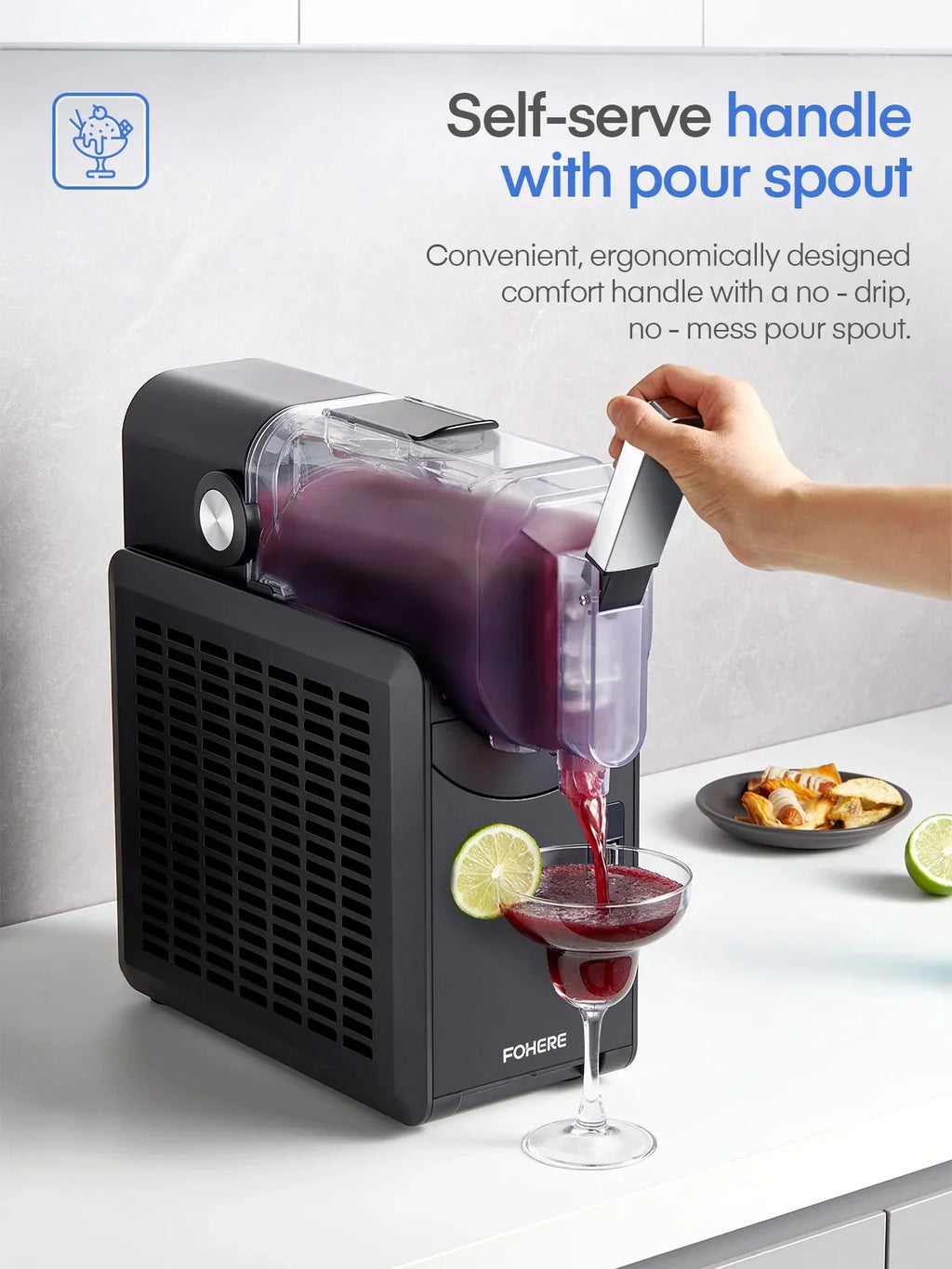 5-in-1 Slushie Machine, No Ice Needed, 15 Min Slushy Machine for Home with Self-Cleaning, Professional Frozen Drink Maker, 5 Preset Programs, Frozen Margaritas, Frapp??s, Milkshakes, and More, FOHERE - image 8