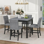 5 Piece Counter Height Dining Set, Wood Dining Table Set with Rectangle Table and 4 Upholstered High Back Chairs - image 1