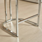 Contemporary Set of 2 Bar Stools with Button-Tufted Back and Studded Trim, Chrome Metal Base - Ideal for Dining Room, Living Room, and Bedroom - image 20