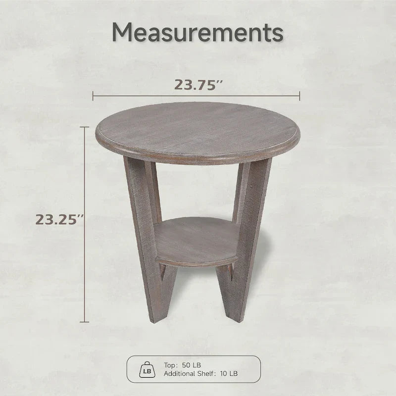 COZAYH Set of 2 Rustic Farmhouse End Tables with Storage Shelf - Vintage Grey French Country Accent Side Tables - image 11