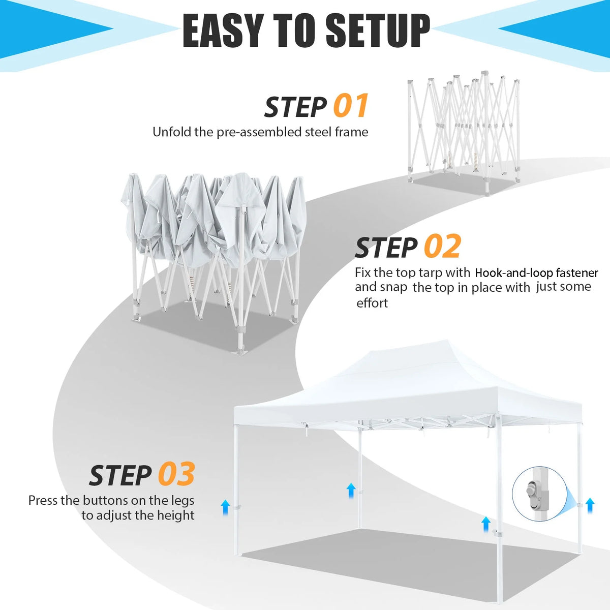 HOTEEL 10x15 Heavy Duty Canopy Tent ,Pop up Canopy for Parties Wedding,Commercial Easy up Gazebo with Roller Bag,UV 50+ &,White - image 13