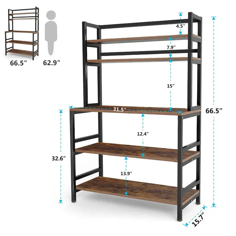 5-Tier Kitchen Baker's Rack with Storage - Microwave Oven Cart - image 24