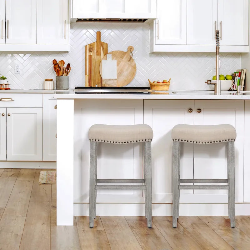 Set of 2 Jameson Gray Upholstered Polyester 29-Inch Bar Stools - image 9