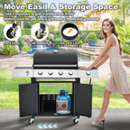 Upgraded 4 Burner BBQ Propane Gas Grill with Cast Iron Grates & Side Stove, 44,000 BTU Stainless Steel Burner Barbecue Grill for Patio, Camping, Outdoor Cooking. - image 53