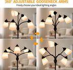 DINGLILIGHTING Floor Lamp Tall for Room: Flexible Gooseneck Floor Lamps Standing for Bedroom Home Office - Modern Floor Lights 5 - Light - image 2