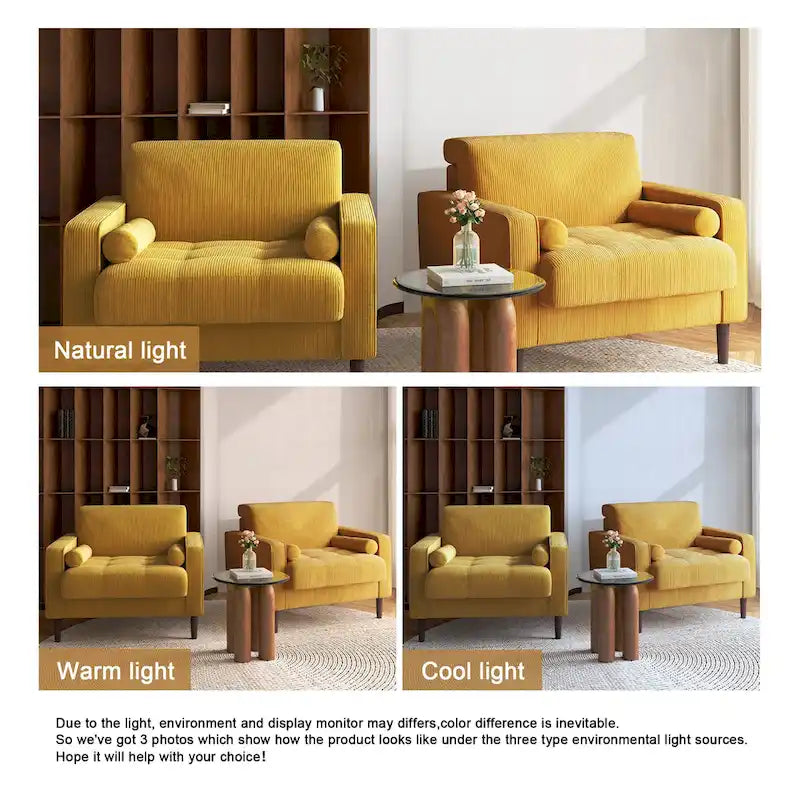 Set of 2 Modern Wide Armchairs in Corduroy - Accent Chairs - image 25