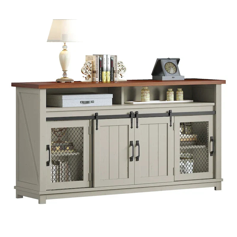 Moasis Farmhouse Industrial Sideboard Buffet Cabinet with Doors and Shelving - image 2