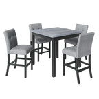 5 Piece Counter Height Dining Set, Wood Dining Table Set with Rectangle Table and 4 Upholstered High Back Chairs - image 9