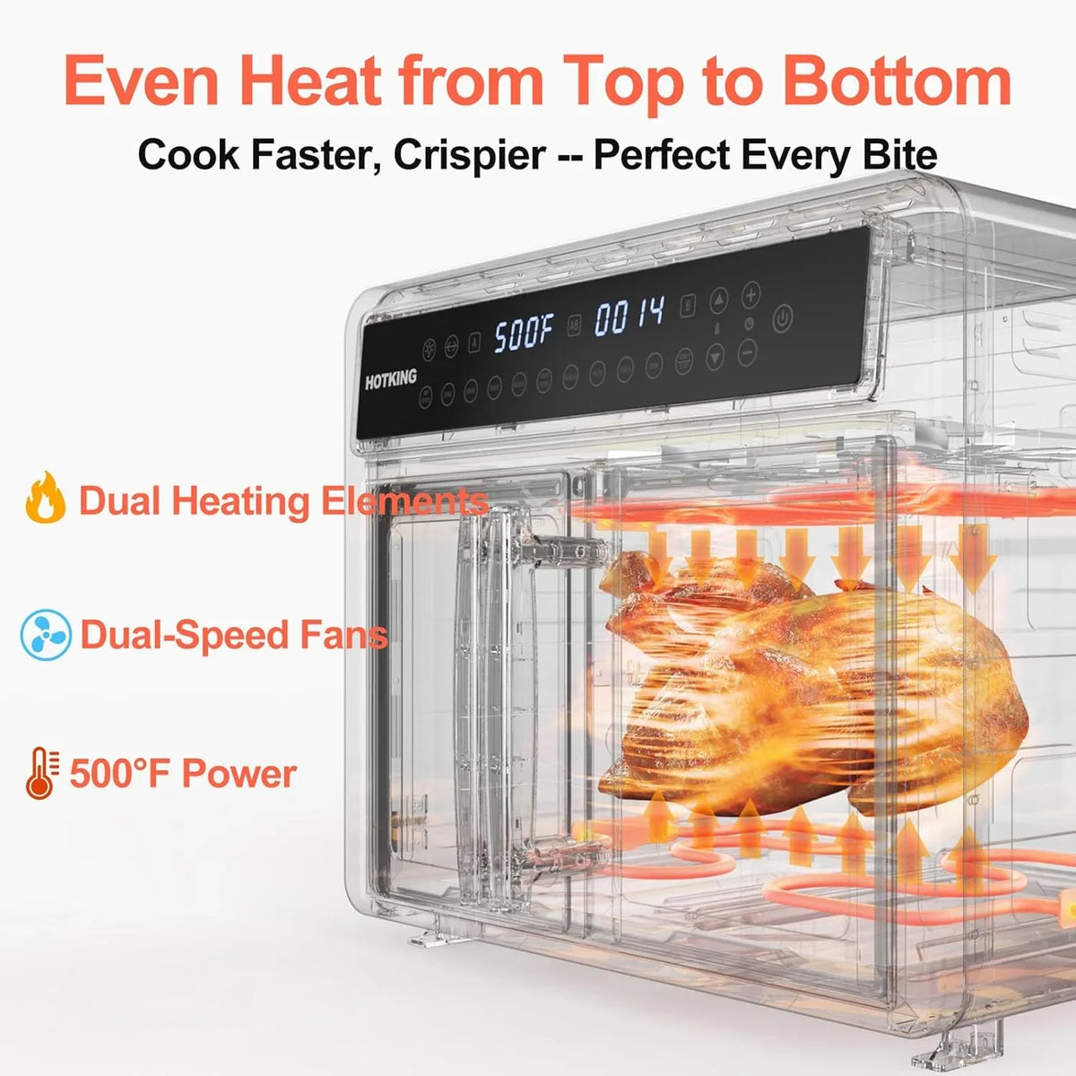 HotKing Dual-Zone Air Fryer Toaster Oven Combo, 28 QT Extra Large, Non Toxic Stainless Steel - image 7