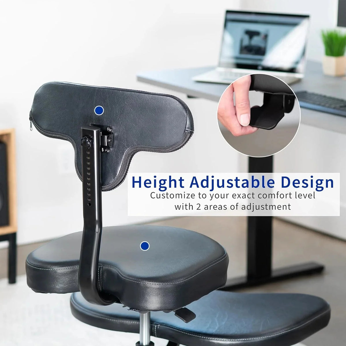 VIVO Cross-Legged Office Chair – Adjustable Height Floor Chair with Back Support for Yoga, Meditation, and ADHD (Black, CHAIR-CL02B-R) - image 5