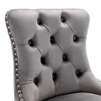 Contemporary Set of 2 Bar Stools with Button-Tufted Back and Studded Trim, Chrome Metal Base - Ideal for Dining Room, Living Room, and Bedroom - image 31