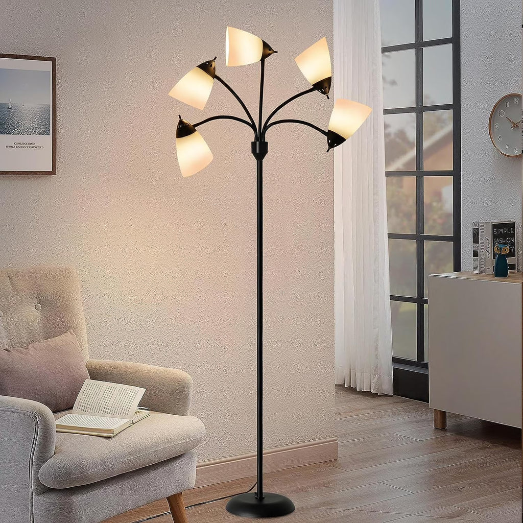 DINGLILIGHTING Floor Lamp Tall for Room: Flexible Gooseneck Floor Lamps Standing for Bedroom Home Office - Modern Floor Lights 5 - Light - image 1