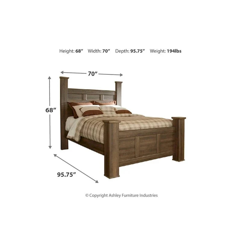 Farmhouse Poster Bed with Wooden Frame and Panel Headboard - image 7