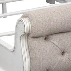 Antique White King Sleigh Bed with Upholstered Design from Magnolia Manor - image 8