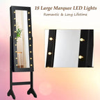 Costway Black Mirrored Jewelry Cabinet Organizer with 18 LED Lights - image 3