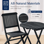 Best Choice Products 3-Piece Acacia Wood Bistro Set, Folding Patio Furniture w/ 2 Chairs, Table - Natural - image 61