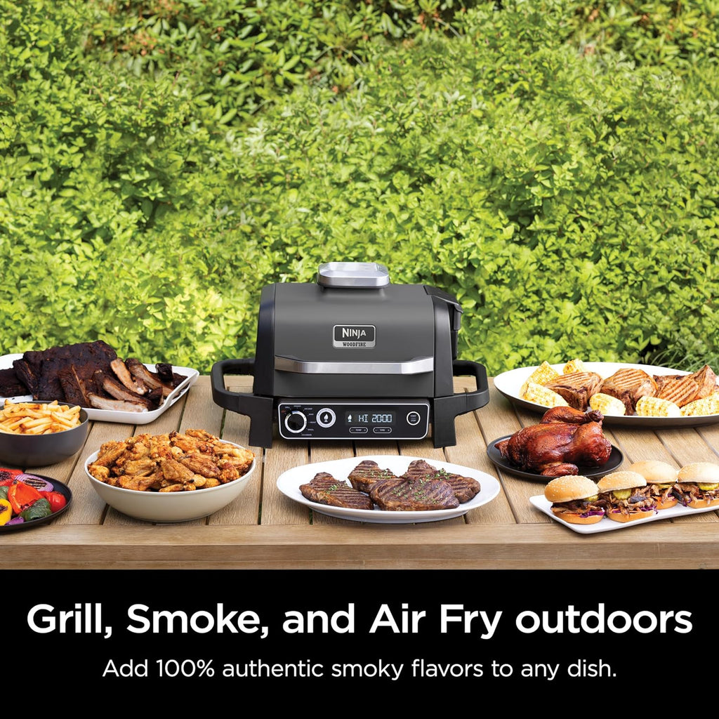 7-in-1 Grill & Smoker with Thermometer, Air Fryer, BBQ, Bake, Roast, Broil - Portable Electric Outdoor Grill, Grey - image 36