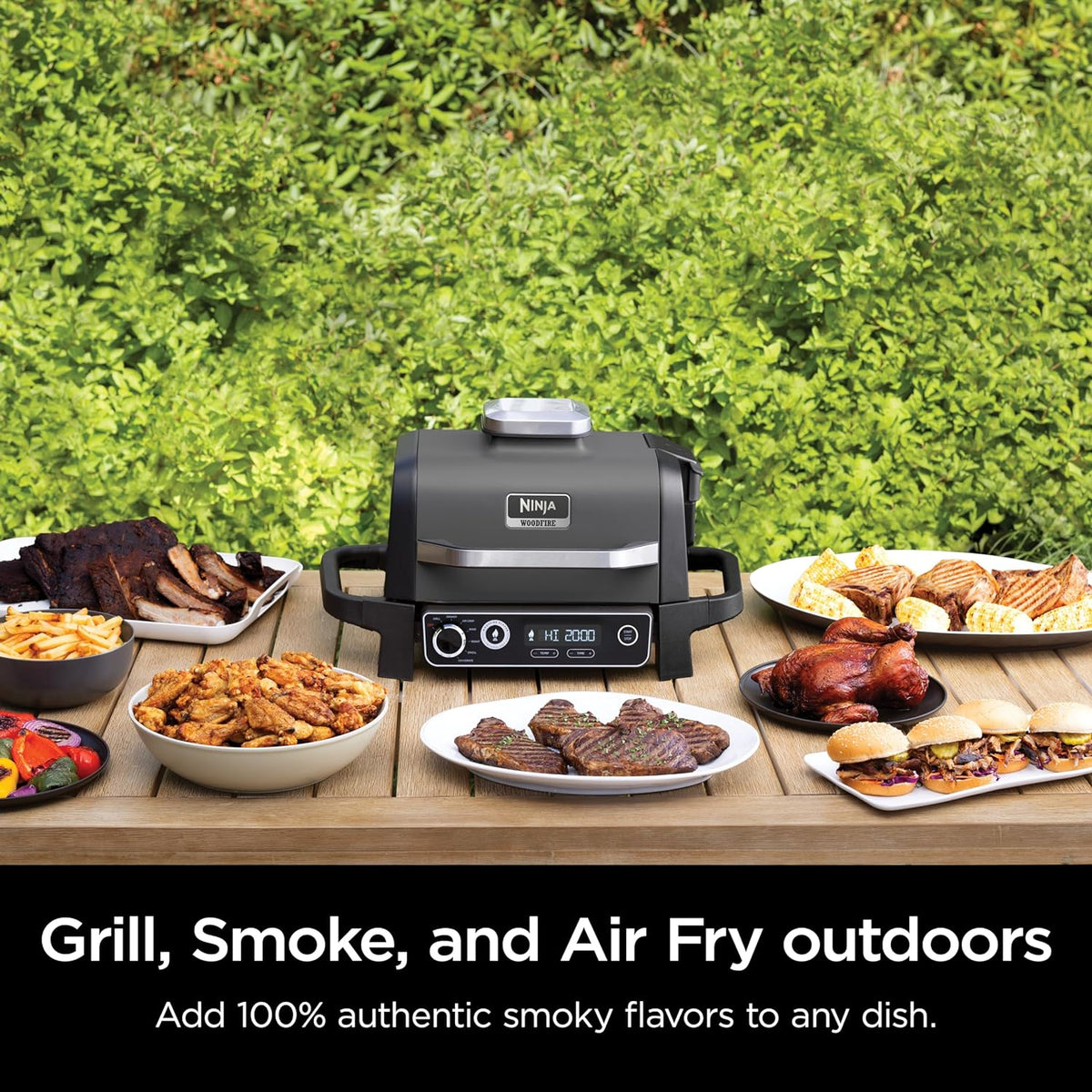 7-in-1 Grill & Smoker with Thermometer, Air Fryer, BBQ, Bake, Roast, Broil - Portable Electric Outdoor Grill, Grey - image 36