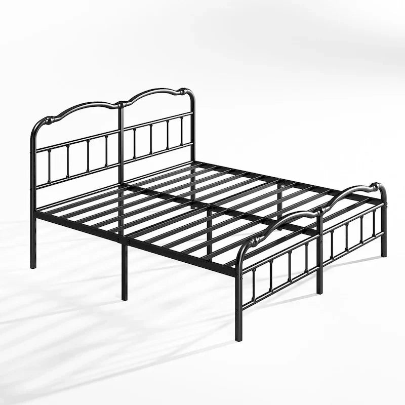Sturdy 18-Inch High Steel Tube Iron Bed with Double Wave Headboard and Footboard - image 14