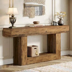 63-Inch Brown and Gray Slim Wooden Console Table for Entryway - image 7