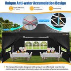 HOTEEL 10x15 Heavy Duty Canopy Tent - Commercial Pop Up with UV50+, Thick Hexagonal Frame, 4 Sidewalls, Anti-Pooling Design & Roller Bag (Black) - image 6